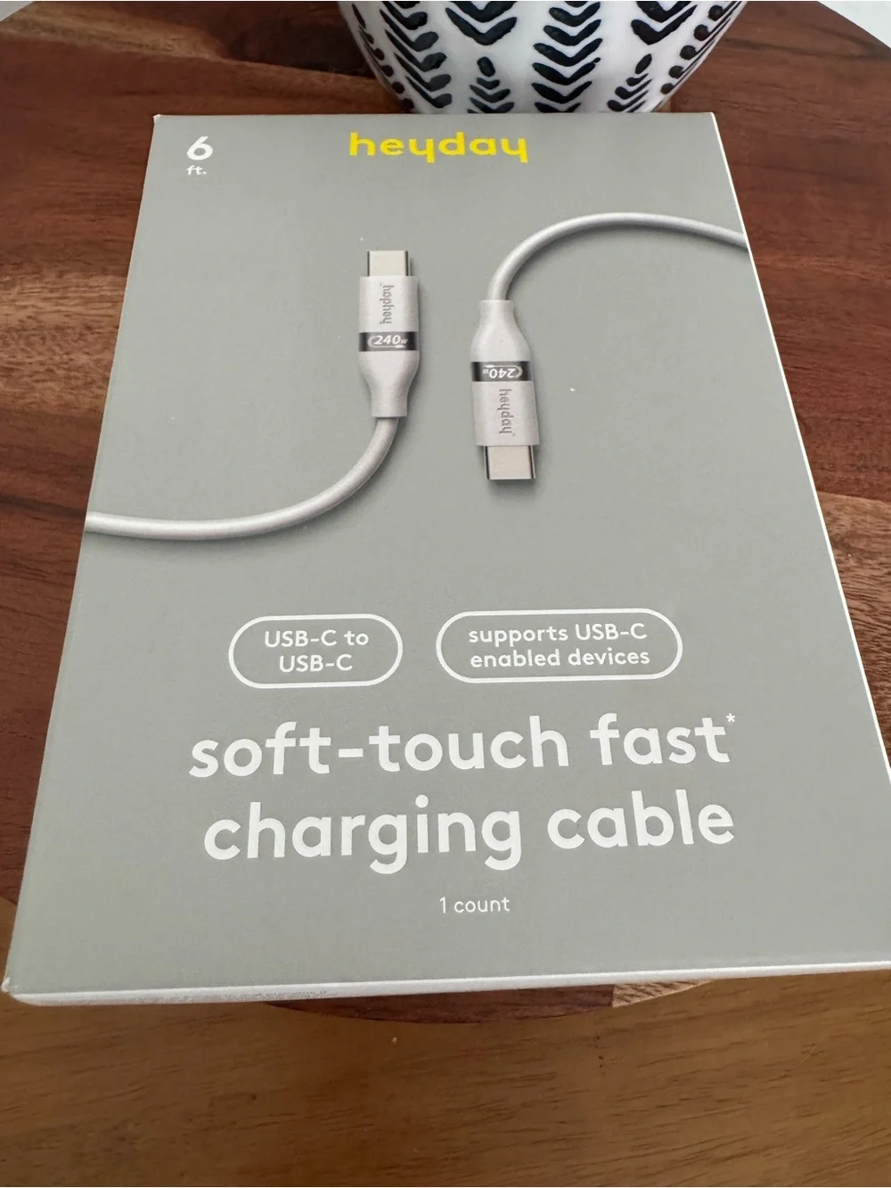 heyday USB-C to USB-C Charging Cable - Light Gray